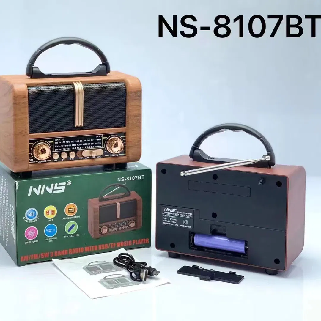 Ретро радио NS-8107BT с Bluetooth, деревянный корпус