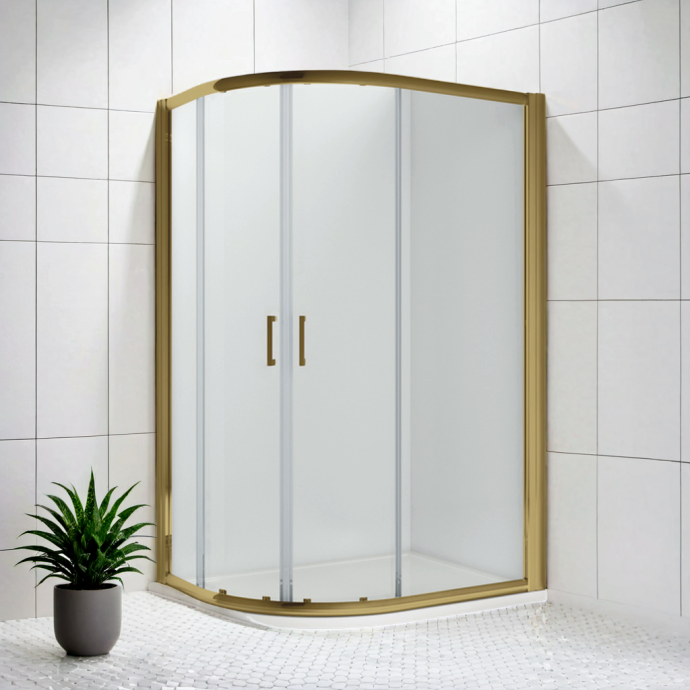 Elegant Brushed Brass Shower Door for Modern Enclosures
