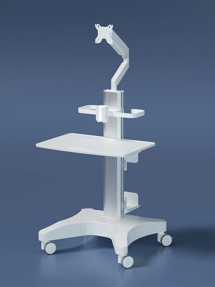 Versatile Dental Trolley with Wheels, Monitor, and Scanner Storage
