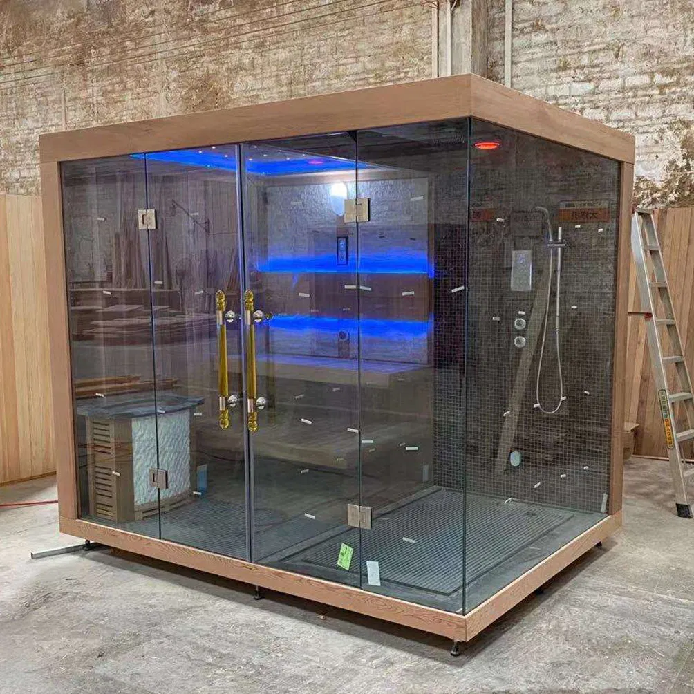 Семейная парная из красного кедра с душем и печью