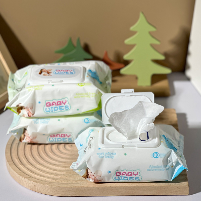 Cross Border Baby 80 Large Bag Wet Wipes Special Cloud Soft Wipes Baby Portable Wet Wipes Newborn Face Towels Wholesale