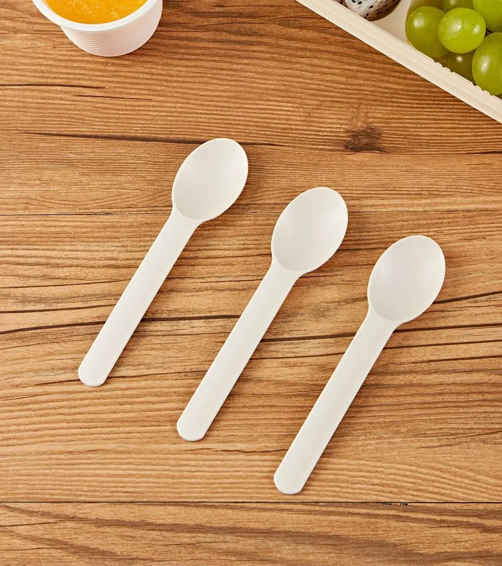Custom Ice Cream Spoons Disposable Biodegradable Cornstarch Dessert Eco-Friendly Yogurt Spoons