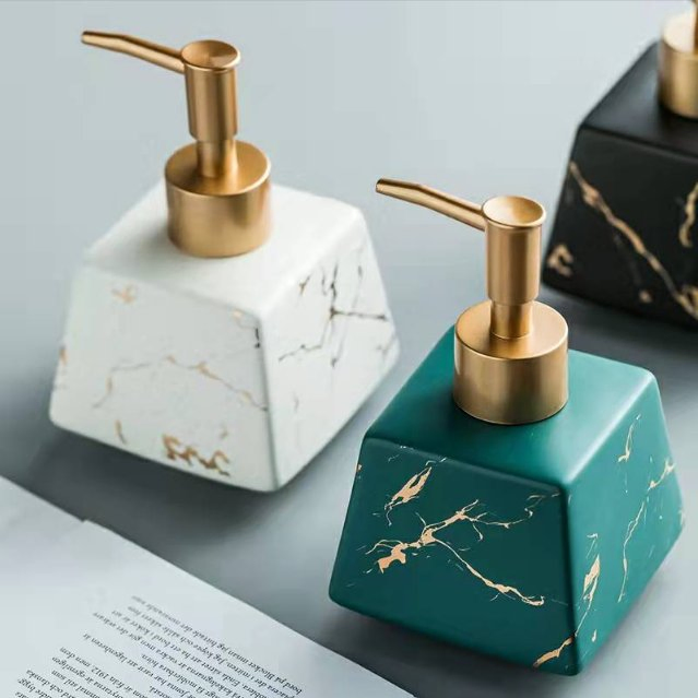 Luxury Ceramic Marble Dispenser Leak Proof Bathroom Accessories