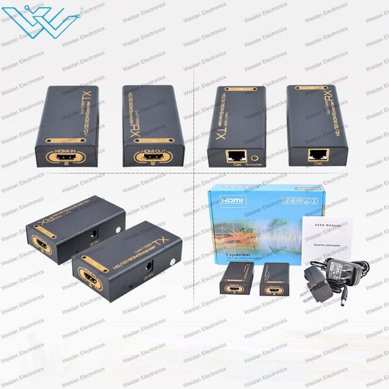 3D HDMI-Cat-HDMI Extender 60m by Single Cat Full HD 1080P (TX/RX)