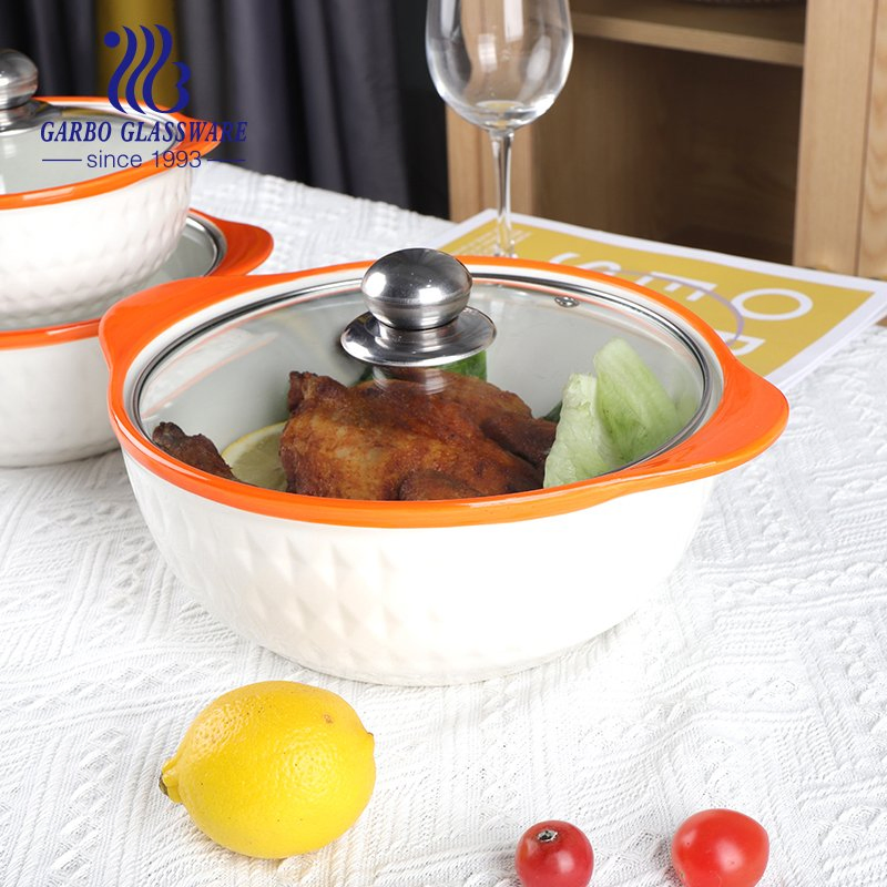 Wholesale Beautiful Color Glazed 750ml/1200ml Large Porcelain Food Warmer Diverse Color Sauce