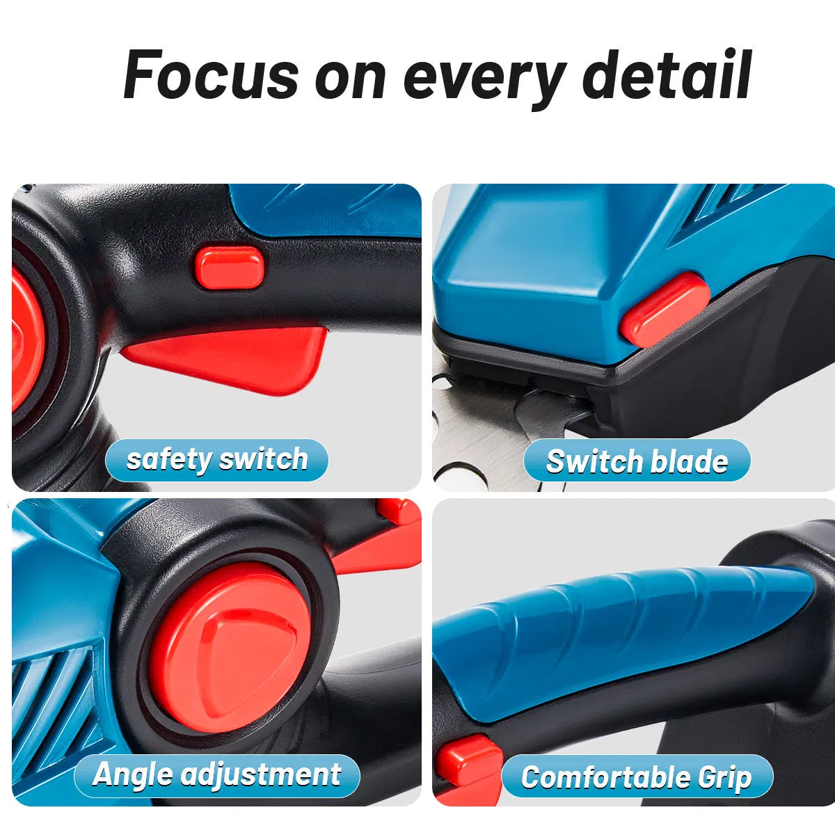 Cordless 21V Handheld Lithium Battery Hedge Trimmer for Lawn and Garden Pruning