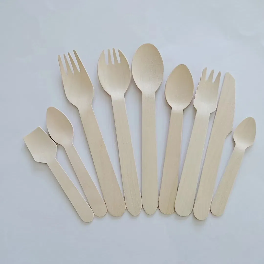 Weilong Biodegradable Bulk Birch Wood Spoon/Forks/Knives Disposable Wooden Cutlery