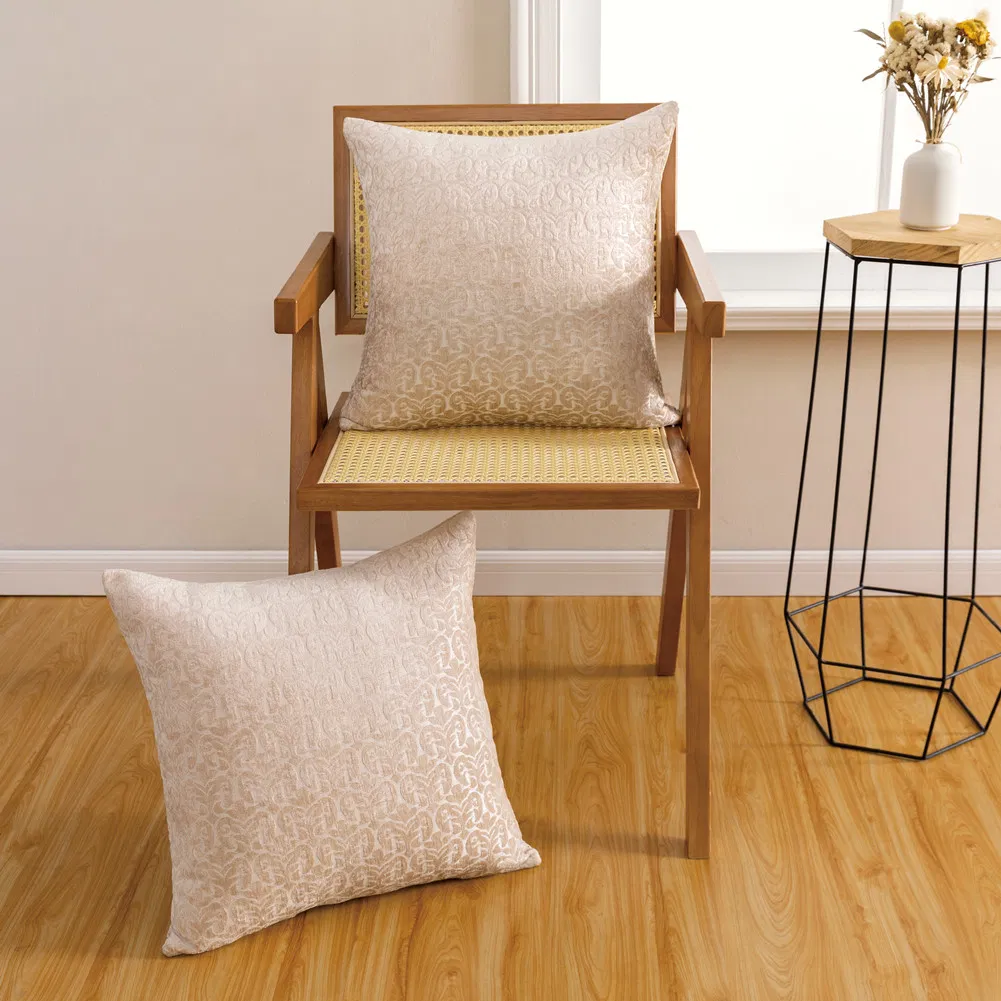 Pack of 2 18*18 Inches Throw Pillow Covers Cases for Couch Sofa Home Decoration Solid Dyed Soft Chenille Cushion Cover Living Room
