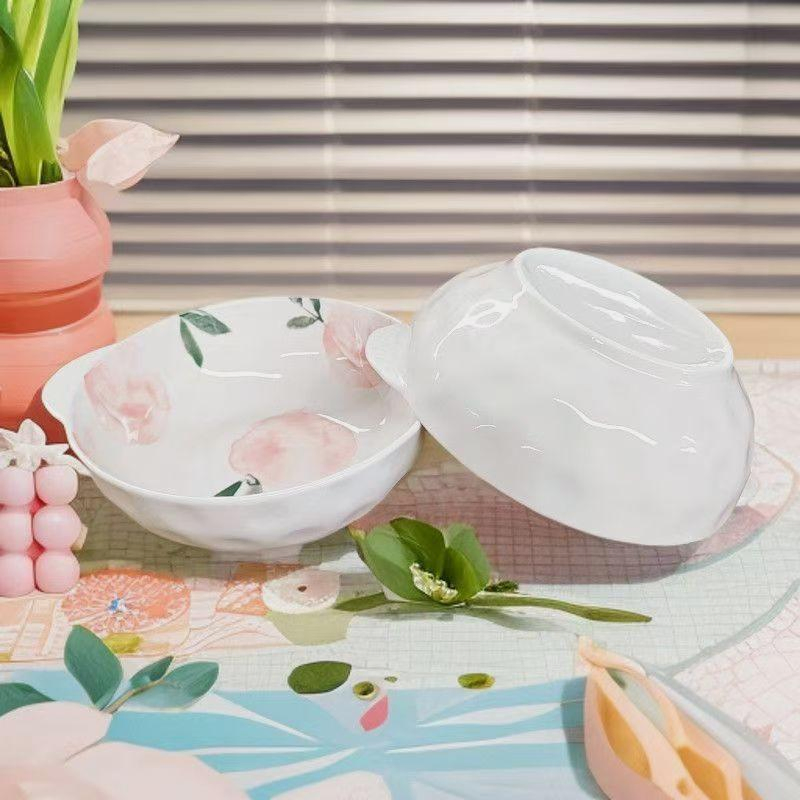 9.75"Food Bowl with Hands Pad Printing Stoneware Porcelainware Tableware