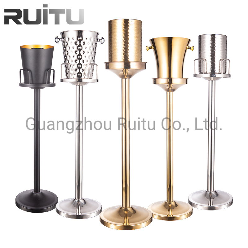 Hotels Travel Portable Round Ball Hammered Brass Gold Plated Antique Deer Handle Stainless Steel Metal Champagne Punch Bowl Cooler Beer Wine Ice Bucket