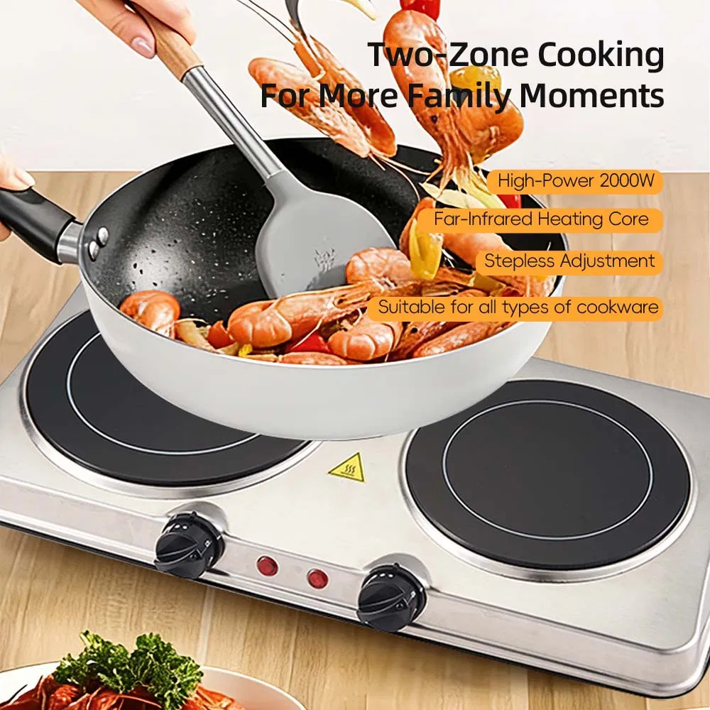 Portable Double Burner Infrared Electric Cooktop for Home Use