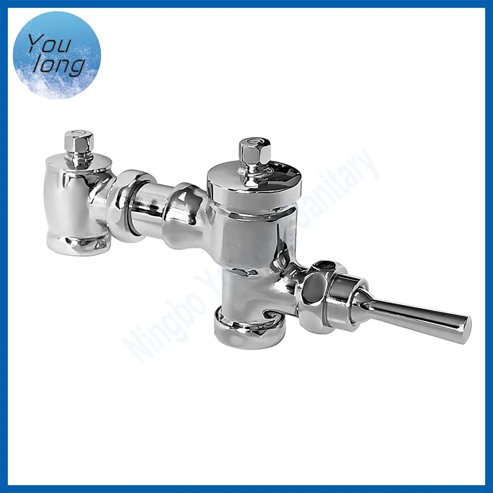 Brass Flush Valve Public Toilets Chrome-Plated Toilet Delay Valve