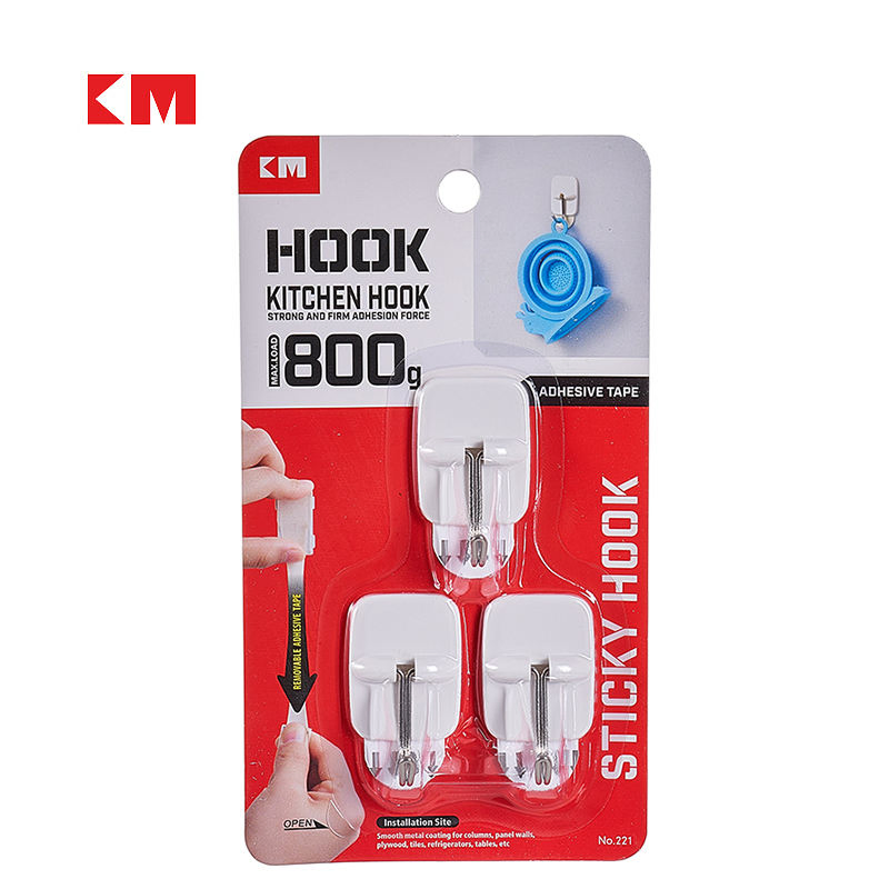 Km221 Heavy Duty 800g Adhesive Wall Hooks for Kitchen Tools