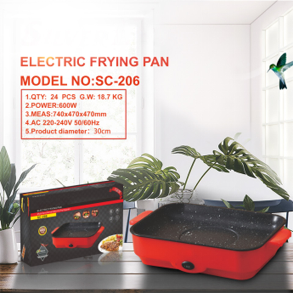 Stainless Steel Electric Frying Pan PTFE Surface for Barbecue Steak Omelette Grill Cooking Effective for Household