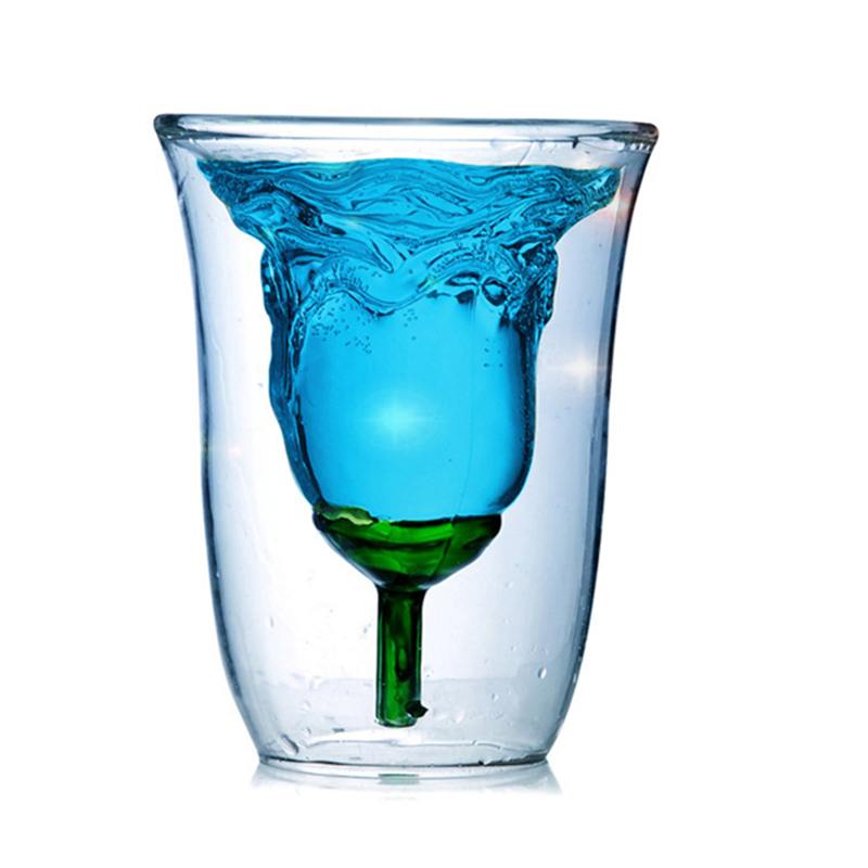 Double Layer Glasses Rose Mug Cup