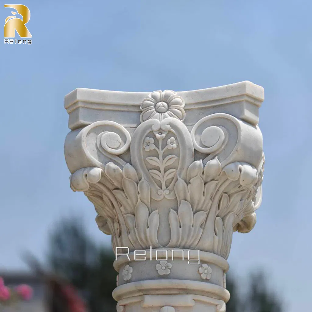 Exquisite Decorative Natural Stone Carving Pillar Marble Roman Column