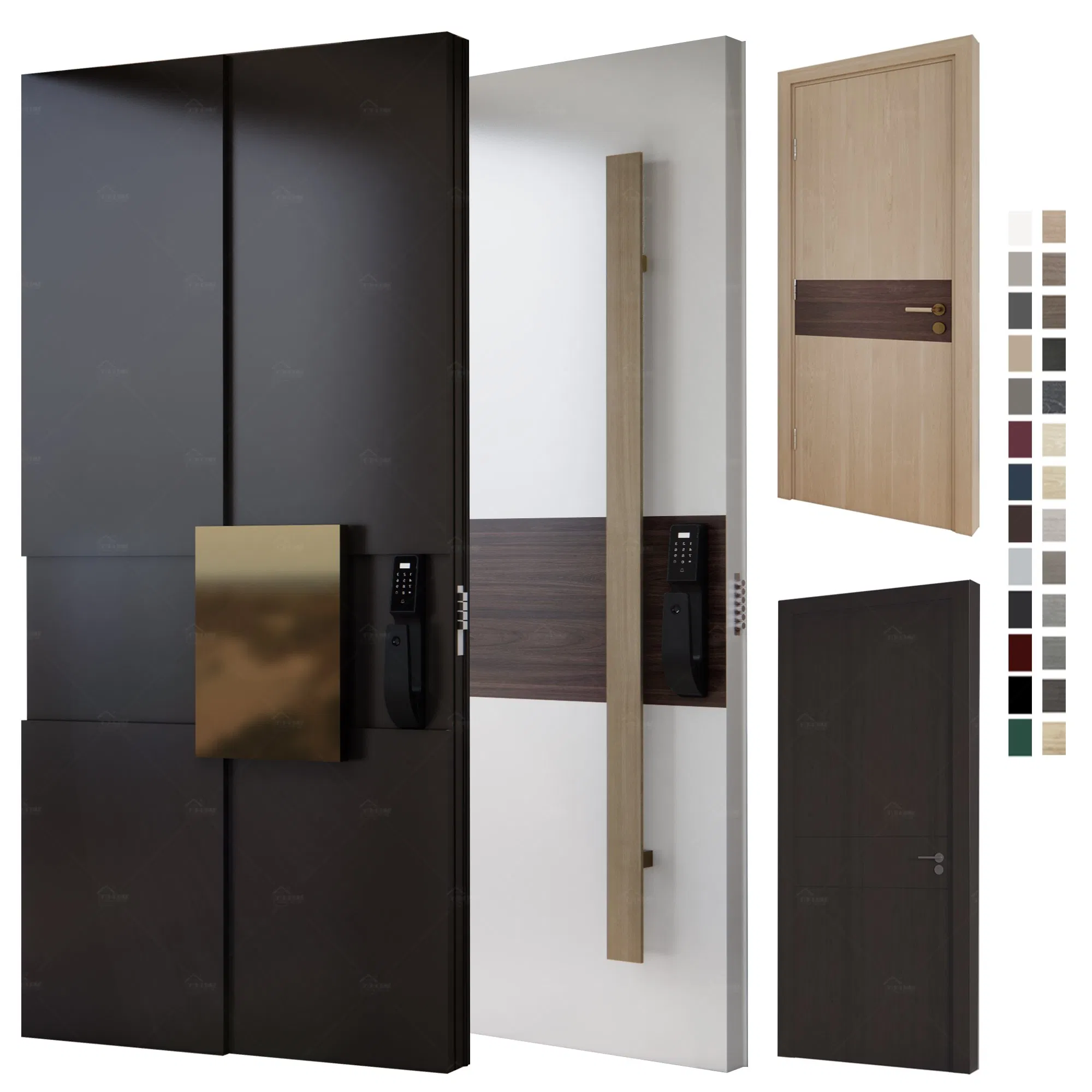 European Standard Modern 48 Inches Home Aluminum Exterior Doors Heavy Duty Exterior Doors for Houses Metal Pivot Doors