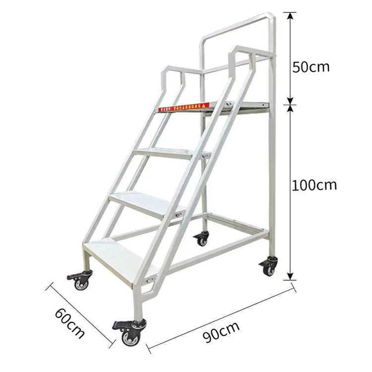 High Quality Steel Durable Mobile Ladder Customizable Warehouse Climbing Step Platform Ladder