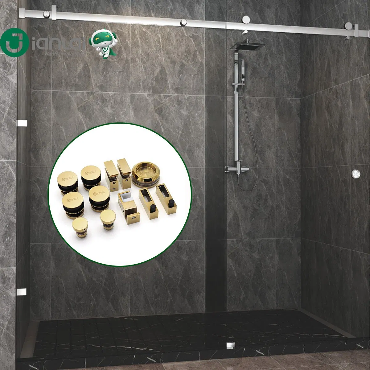 Stainless Steel Shower Glass Door Enclosure Cabin Accessories