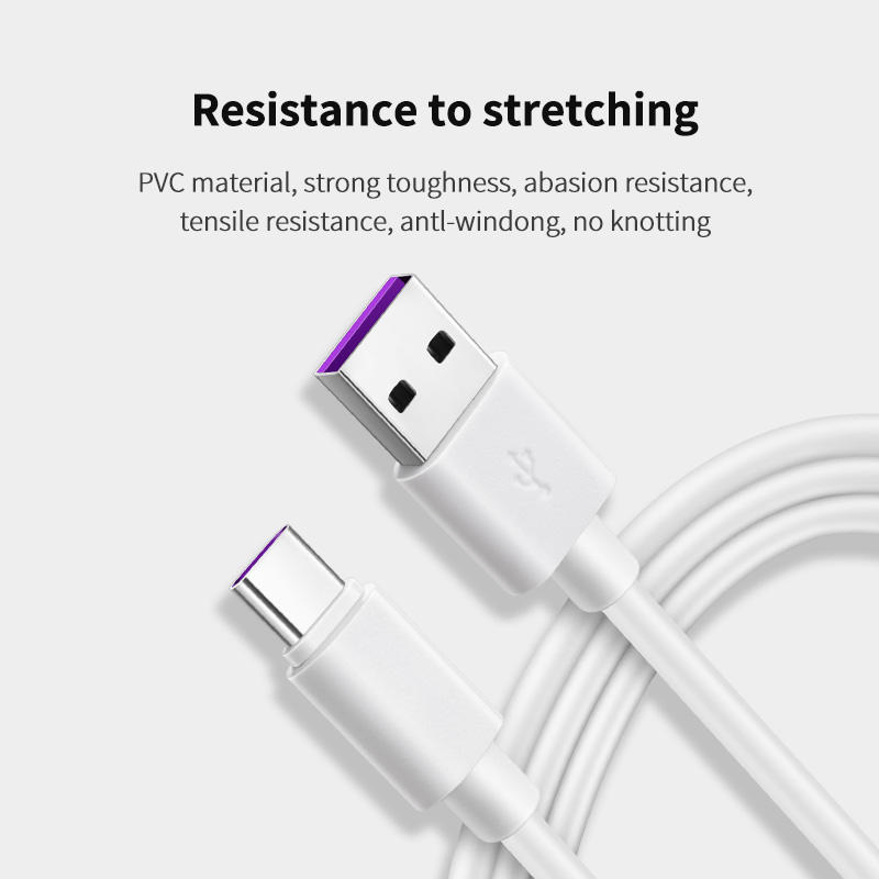 Кабель USB Type-C для быстрой зарядки 5A, белый, 1м
