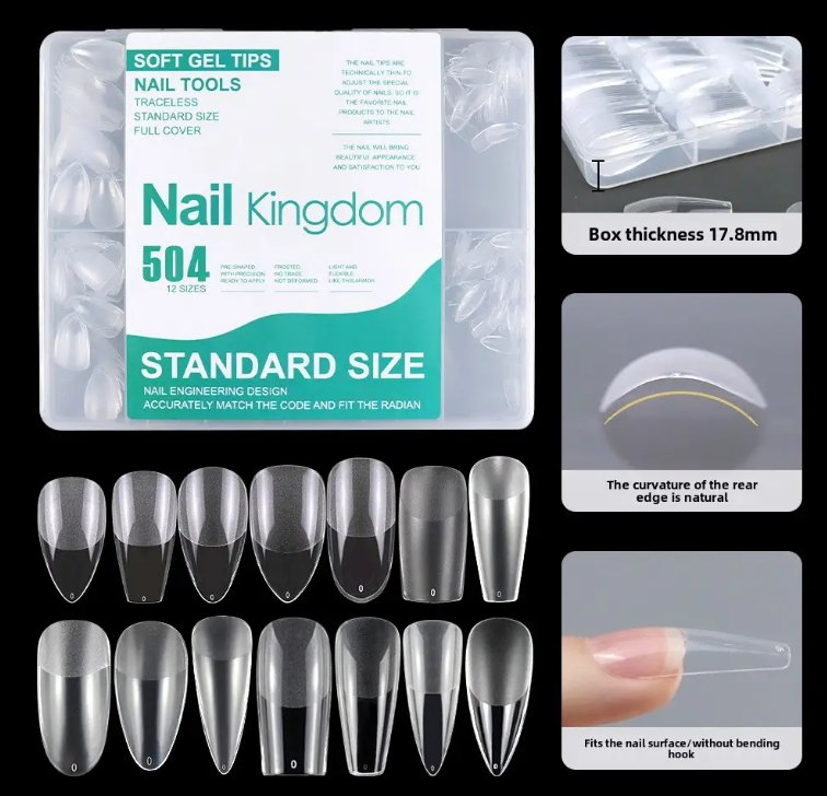Online Wholesale and Retail 504PCS/Box Full Cover Fake Nail Tips Semi Matte Short Coffin Ballet Oval Almond Square Soft Gel Nail Tips Press on False Nails
