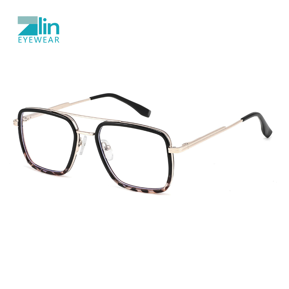 Zlin Eyewear Men Women Double Brige Metal Tr90 Blue Light Blocking Eyeglasses Frames
