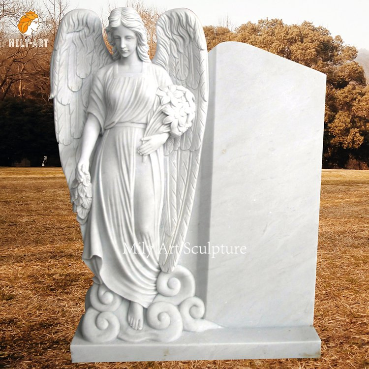 Custom Marble Monument Designs White Angel Headstones