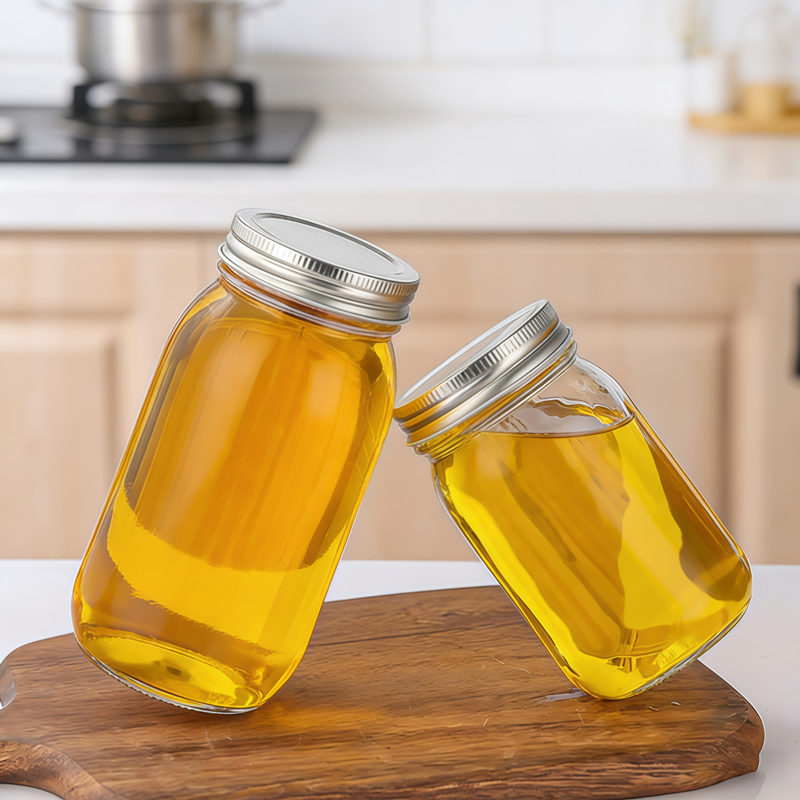 Custom Seal Glass Kitchen Honey Jar Food Mason Jar with Metal Cap