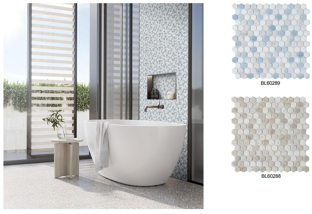 Синяя стеклянная мозаика для стен и пола, 15x31 мм