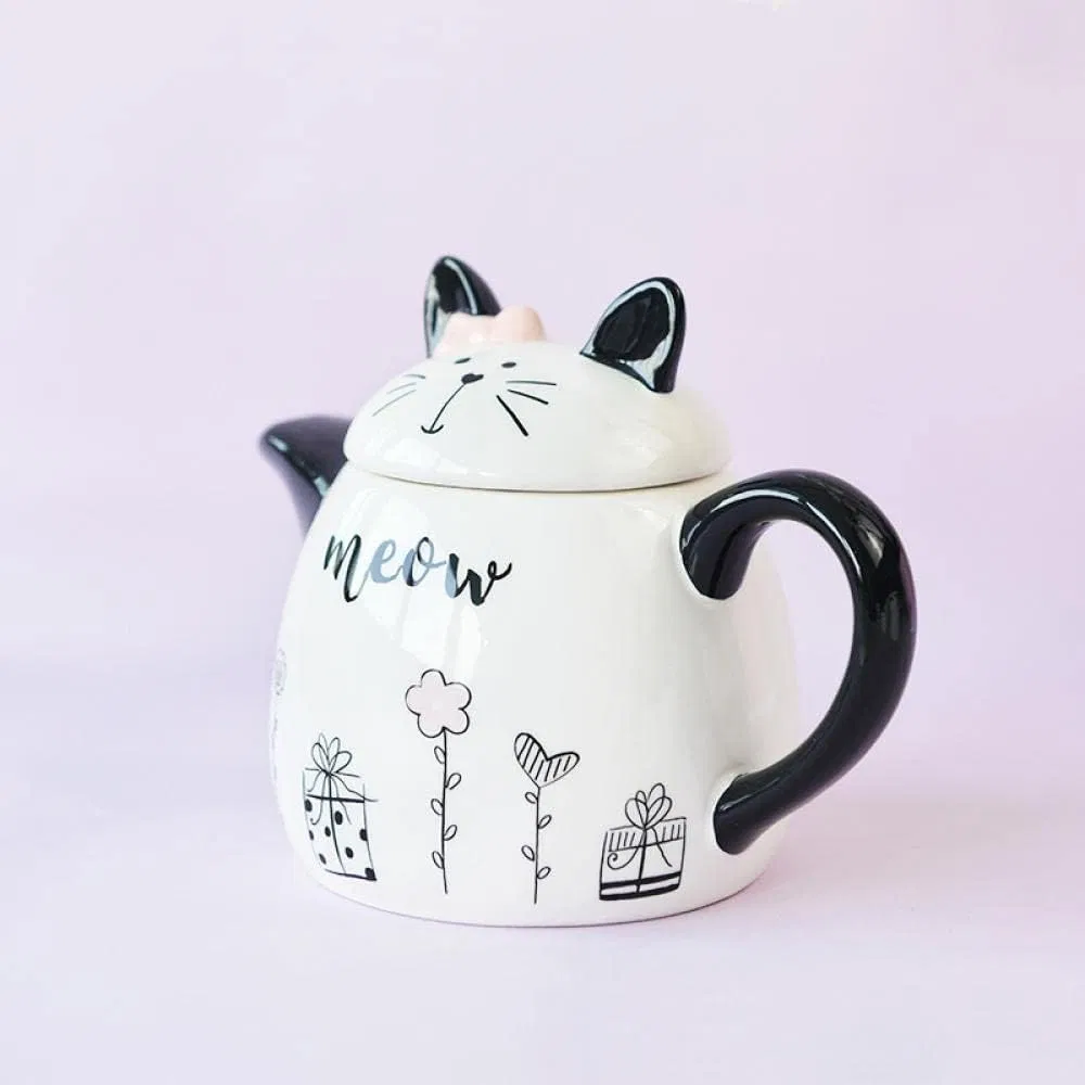 Unique Ceramic Cat Teapots Handmade Porcelain Animal Water Pots in Bulk