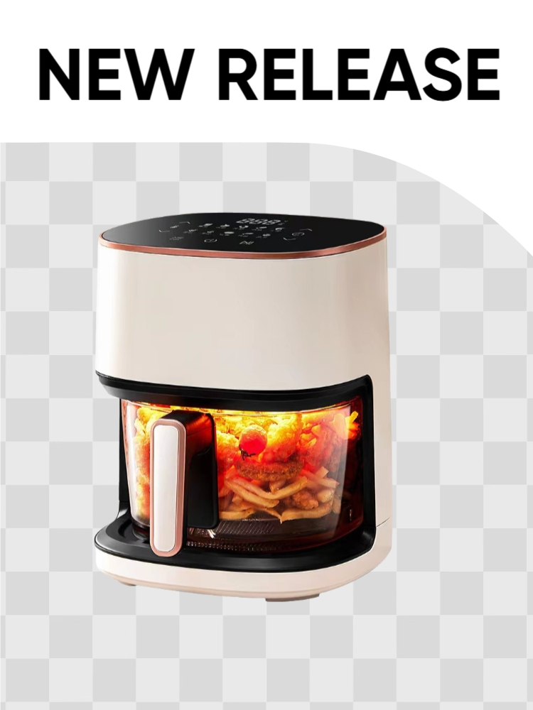 Wholesale No Oil Healthy Green Ivory Round Auto off 4L Visible Digital Electric Air Fryer
