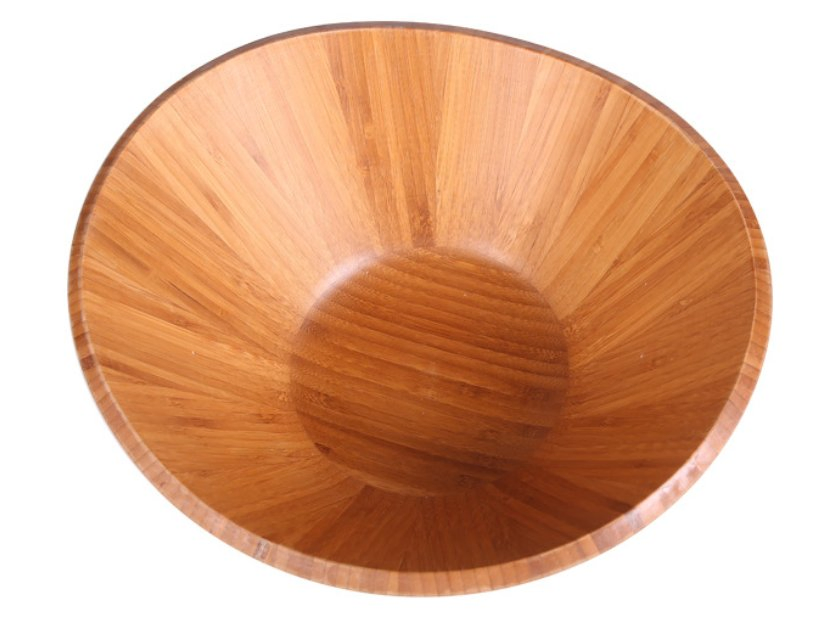 Carbonized Shaped Bamboo Wood Salad Bowls for Mixing Salads