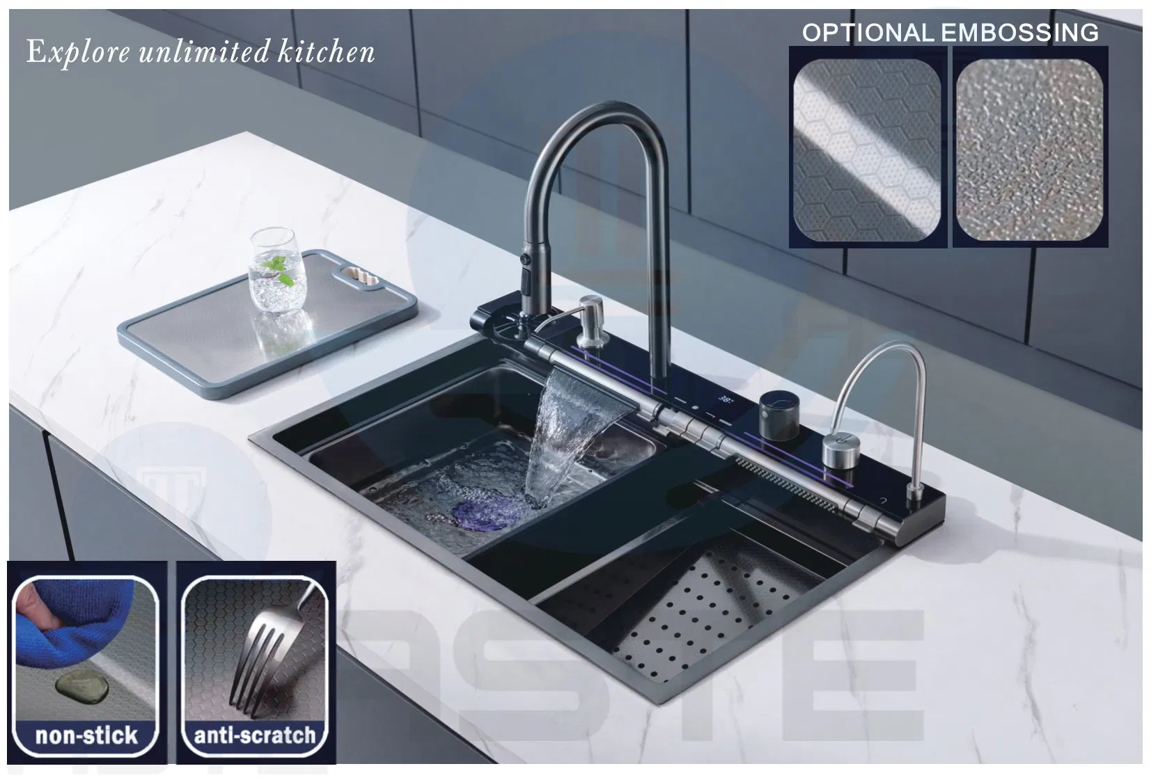 Latest Heat Popular Multifunctional Smart Platform with Heated or Normal Temp Water Single Handle Stainless Steel Faucet Kitchen Mixer Faucet Tap