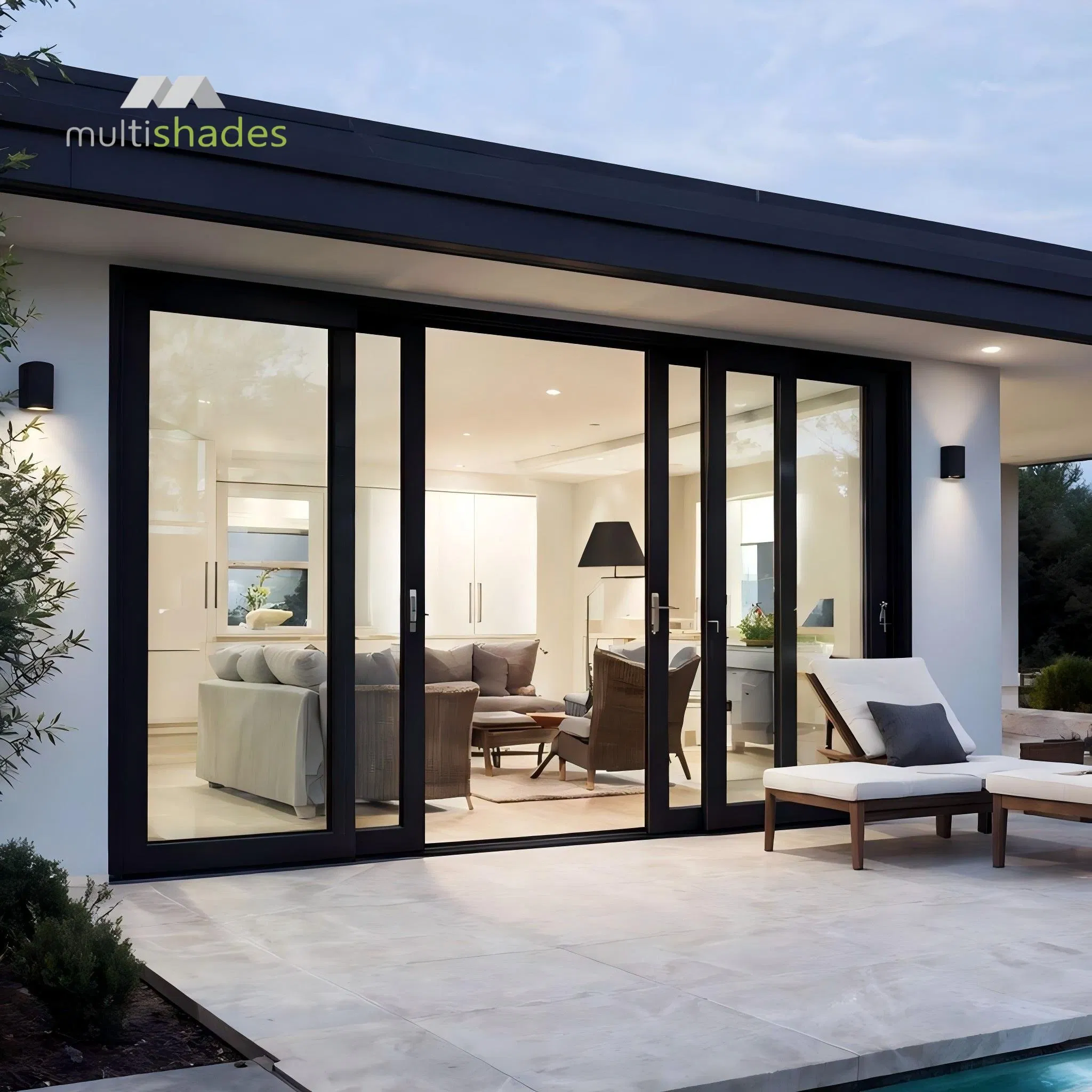 Multishades High Quality Aluminum Sliding Door Tempered Glass Sliding Door for Balcony and Courtyard Patio Sliding Door