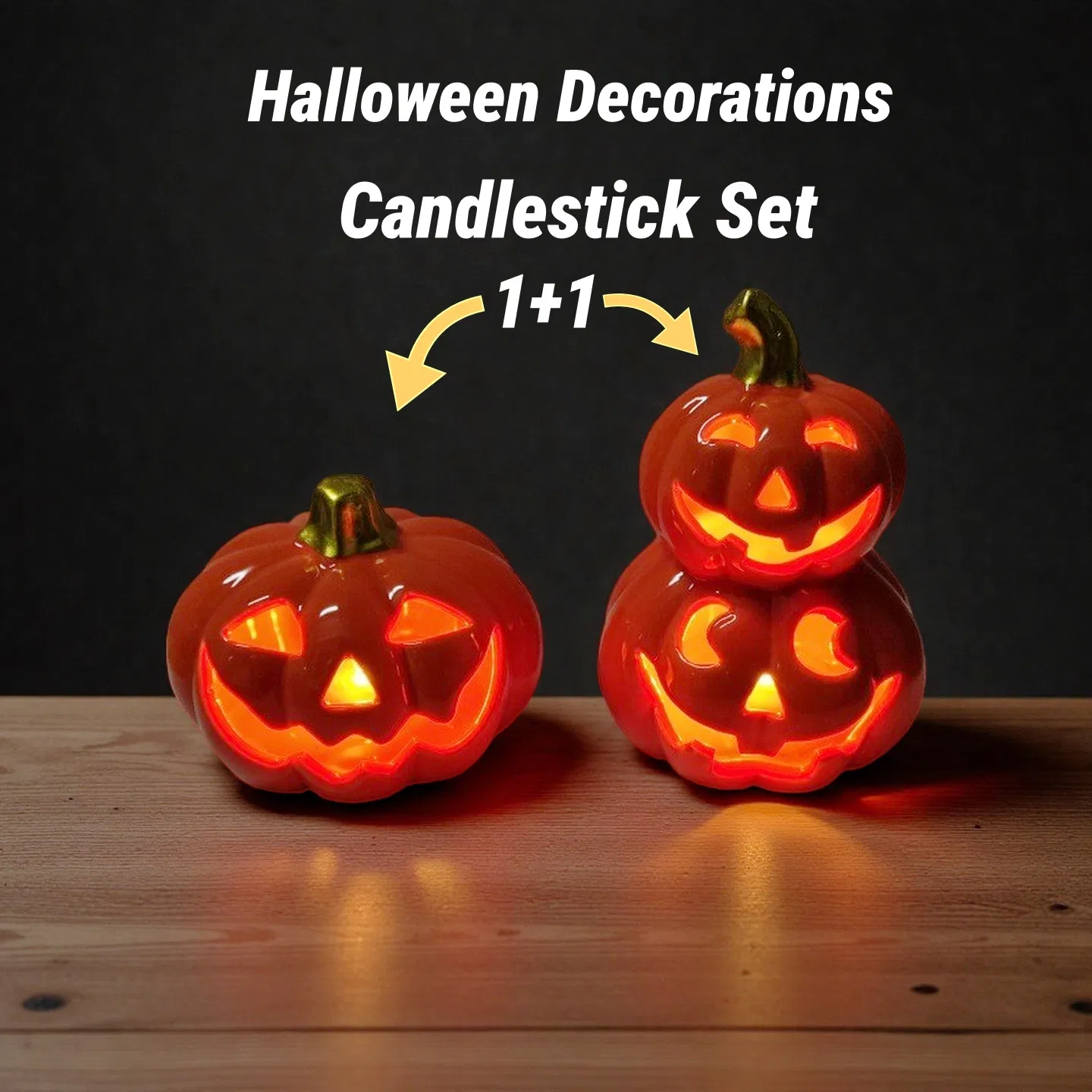 Tabletop Indoor Halloween Decorations Ceramic Pumpkin Candle Holder for Holiday Party Home