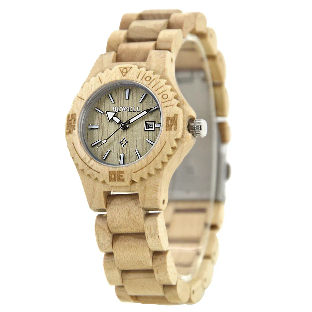 Bewell OEM Wrist Watch Custom Your Logo Wood Luxury Watches for Ladies Quartz Watch