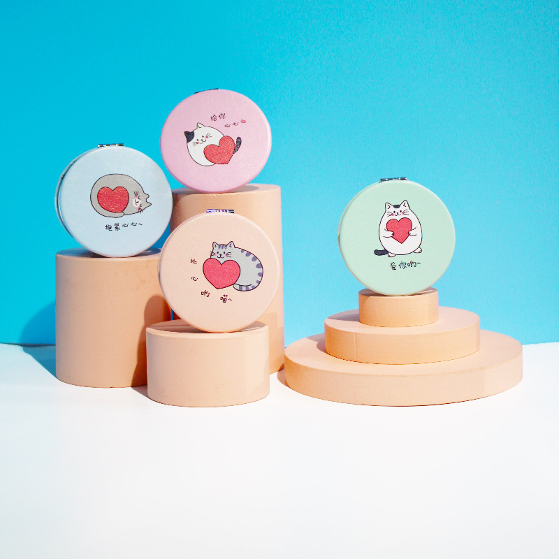 Small Cute Round Plastic Pocket Cosmetic Pocket Mirror