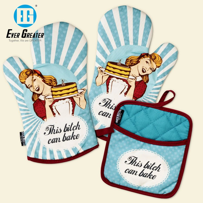 Custom Premium Cotton Oven Mitts Wholesale Available Heat Resistant Christmas Oven Mitts for Souvenirs