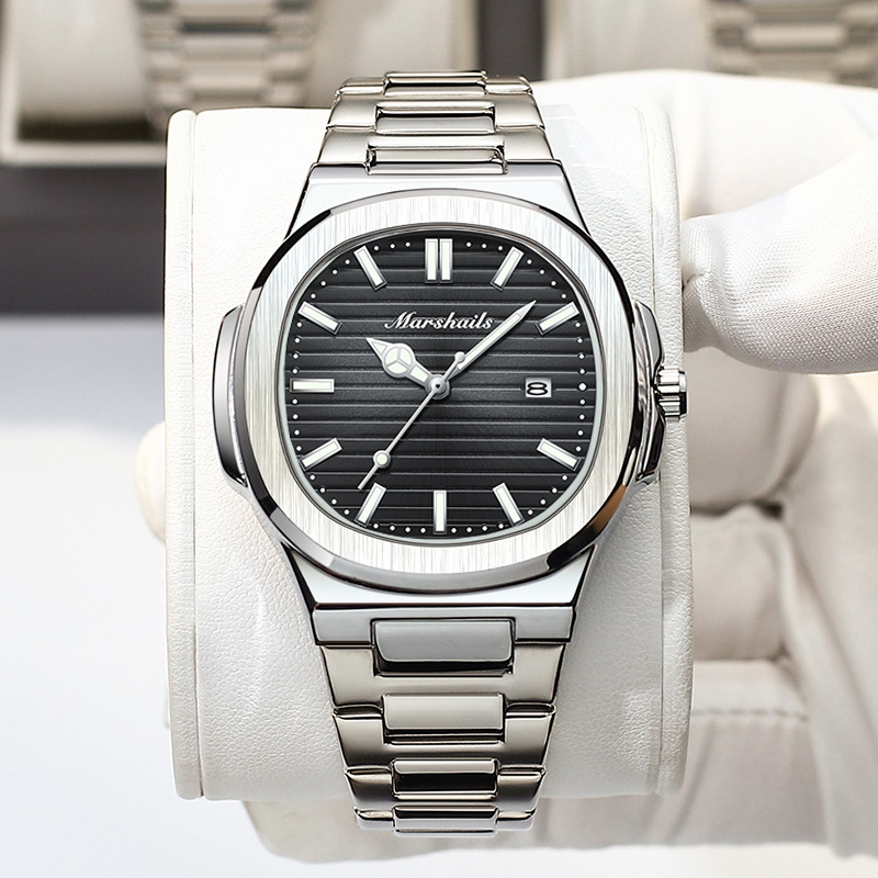 OEM Customize Logo Automatic Men's Stainless Steel Gift Watch High Quality Quartz Calendar