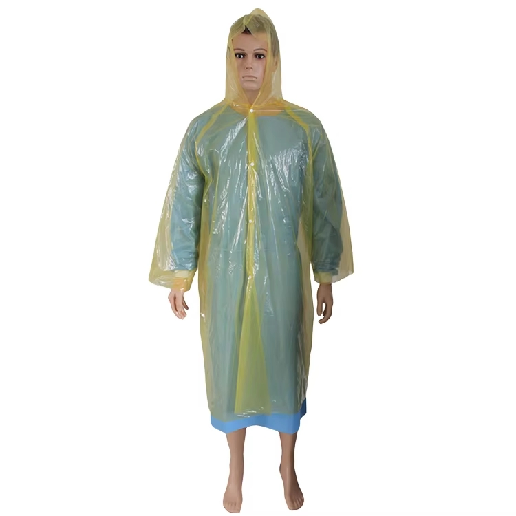 Long EVA Material Plastic Raincoat Waterproof Translucent Rain Coat Adults Outdoor with Plastic Sleeve