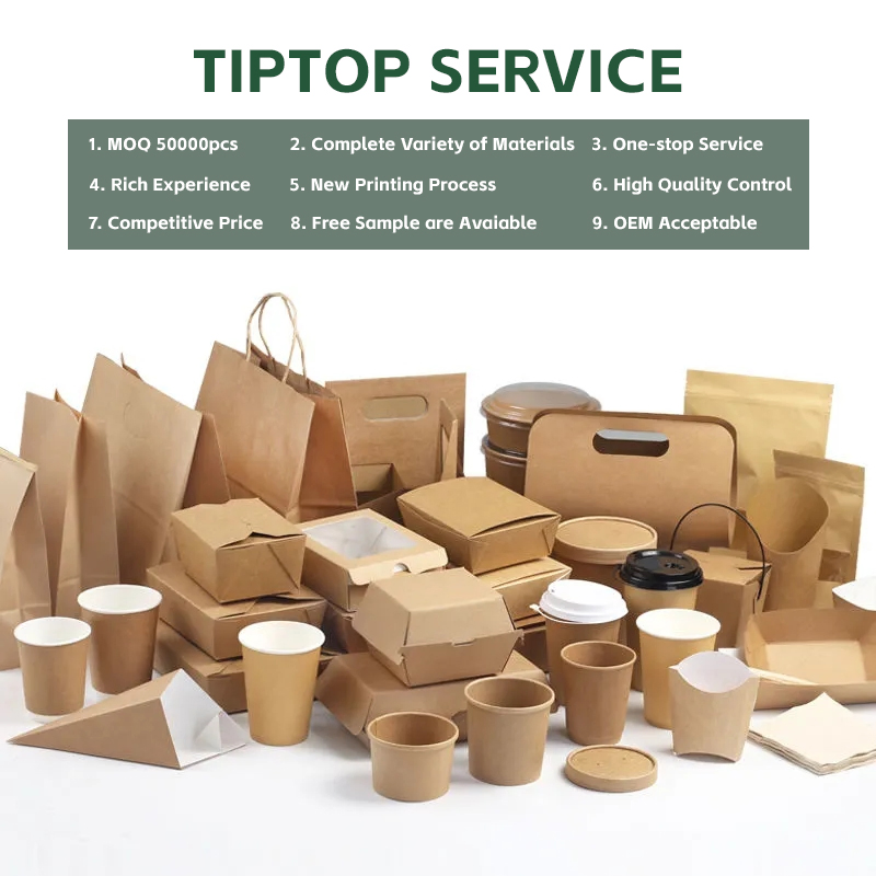 Biodegradable Salad Fruit Bento Container Rectangular Square Packing Kraft Craft Paper Bowl with Lid