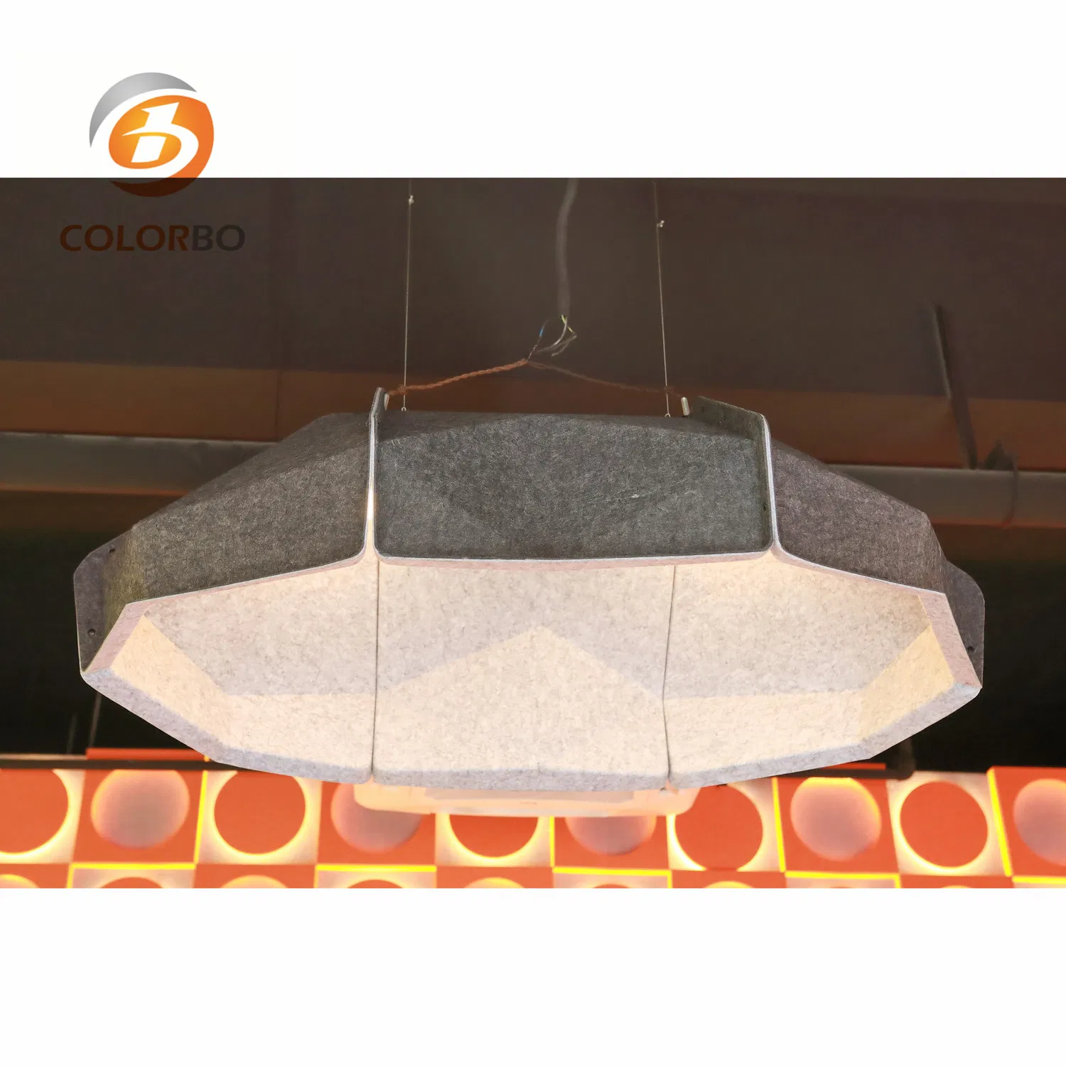 Huge Diamond Shape Polyester Fiber Eco-Friendly Material Lamp for Meeting Room