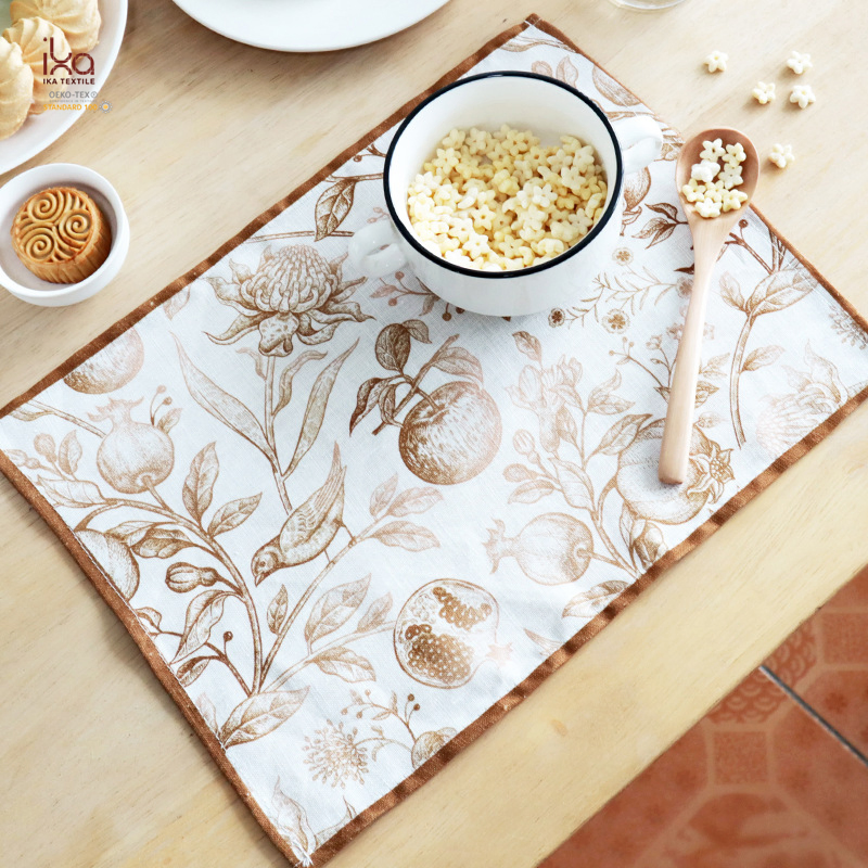 Floral Dinner Coffee Cloth Activity Rectangle Woven Heat Resistant Custom Design Kitchen Table Linen Placemat