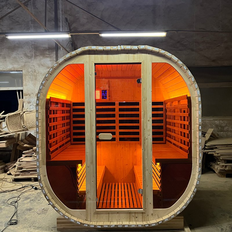 Уличная инфракрасная сауна-куб на 4 персоны из кедра