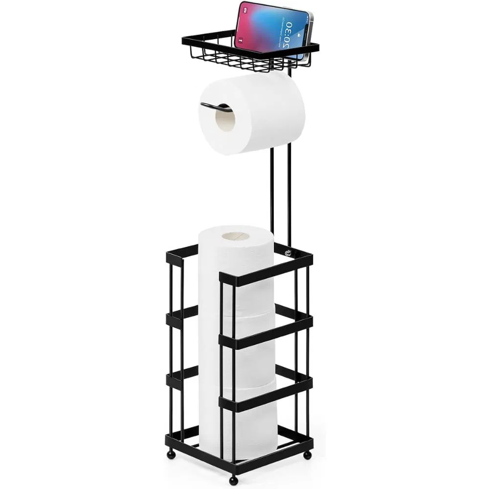 Toilet Paper Holder Stand for 8 Extra Rolls Freestanding Wbb30265