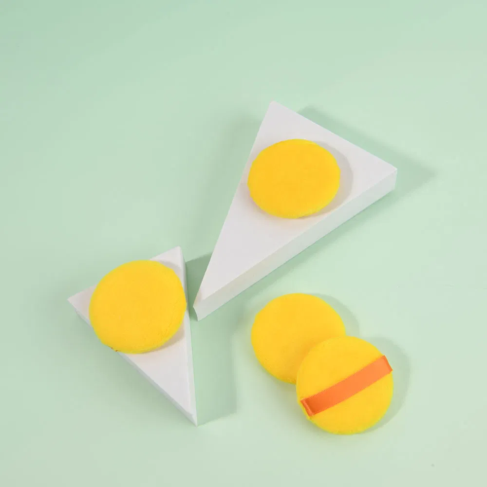 Round Bright Yellow Soft and Furry Washable Powder Puff