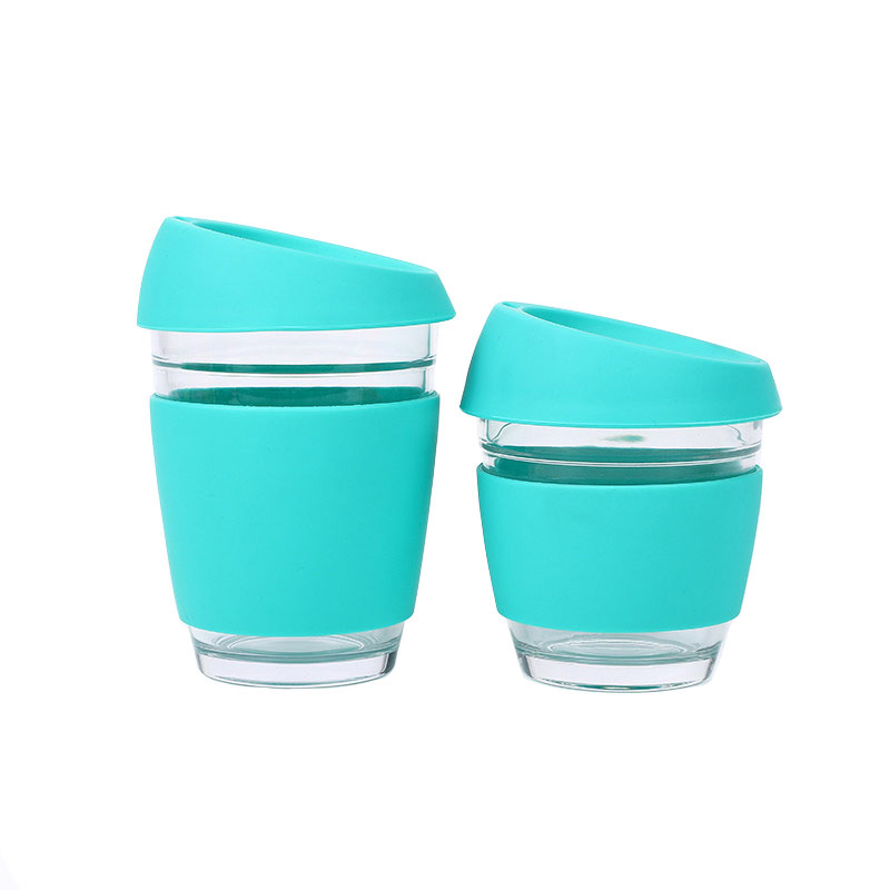 Promotional Multi-Use Silicone Glass Reusable Coffee Cups with Lid