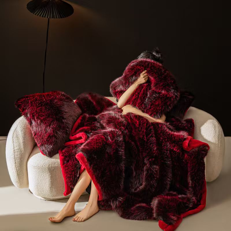 Ultra-Soft Faux Rabbit Fur Blanket for Warmth on Cold Nights