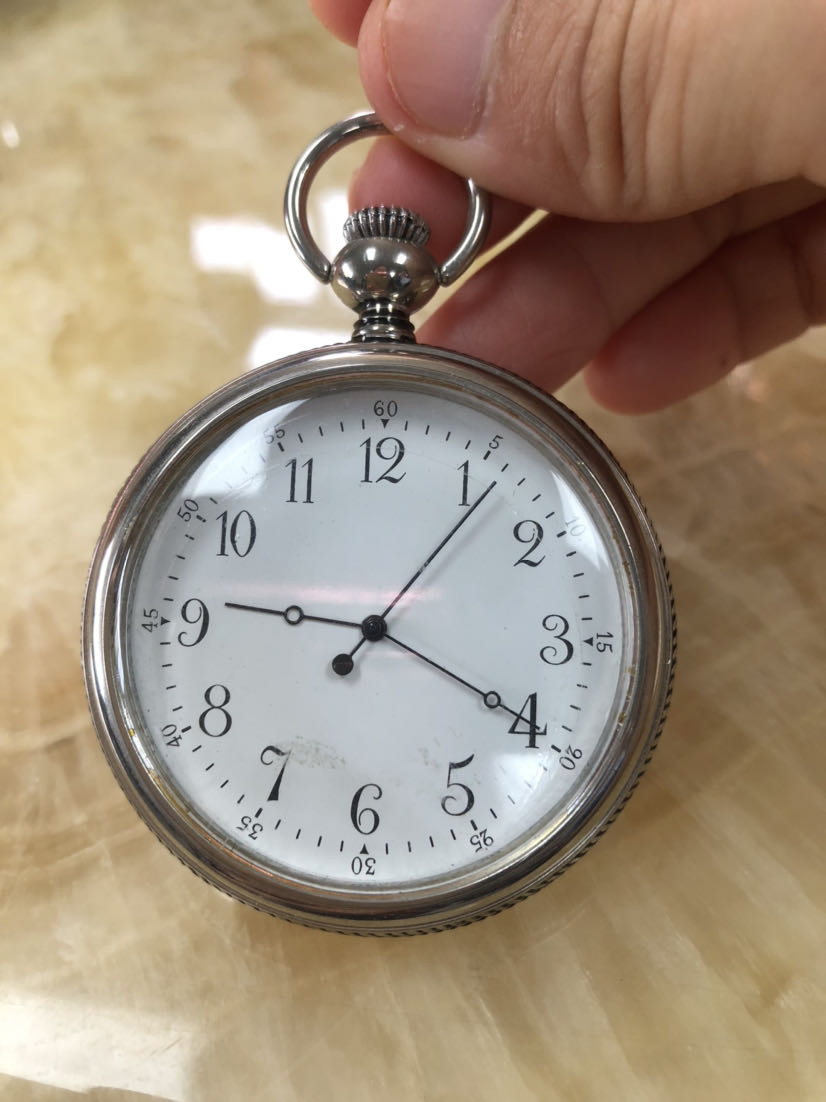 Best Open Face Mens Silver Quartz Pocket Watch with Chain