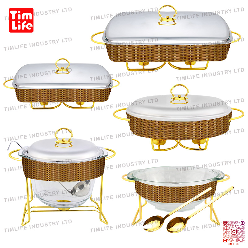 Rattan Buffet Chafing Dish Inox Food Warmer Service Dish Restaurant Hotel Items